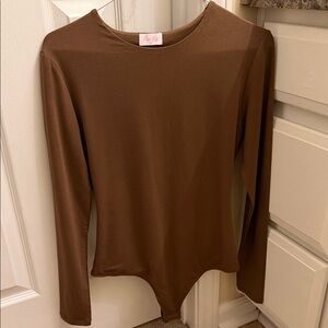 Pink Lily Chocolate Brown Top